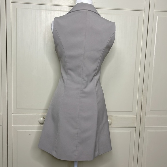 Catwalk Womens Button Wrap Belted Mini Dress Sleeveless Taupe Size S Runway - Picture 5 of 10